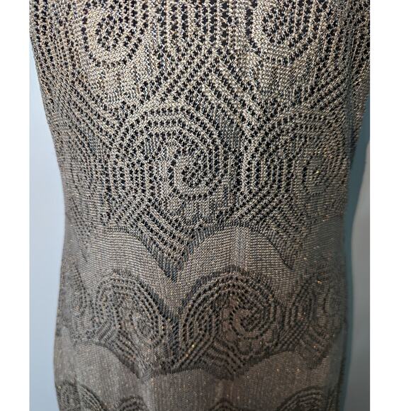 Vintage 90's Y2K Alexandra Lee Halter Maxi Dress Crochet Metallic Fringe Fitted - Picture 7 of 8